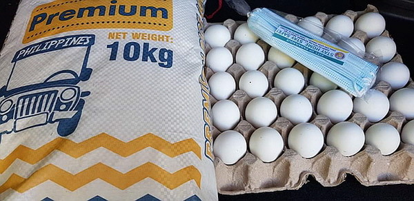필리핀 정부가 메트로 마닐라 내 거주 교민에게 제공한 쌀과 계란, 마스크. 사진=필리핀 현지 교민 제공 
